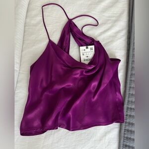 Zara Satin Open Back Top